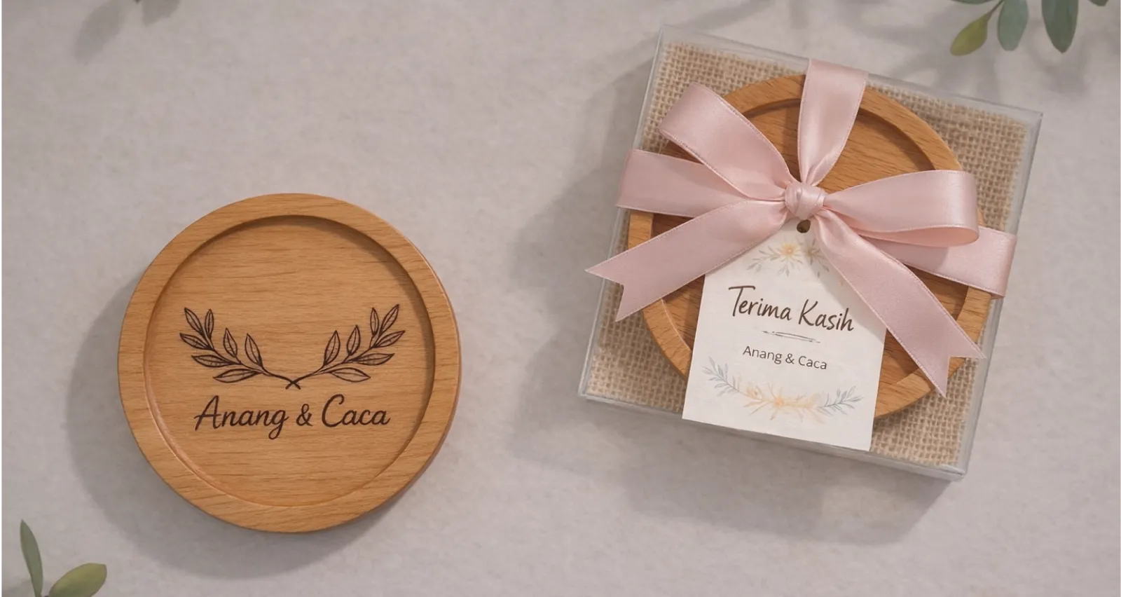 Hampers personal Saville dengan tatakan kayu custom